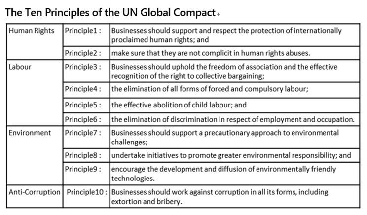 The Ten Principles of the UN Global Compact